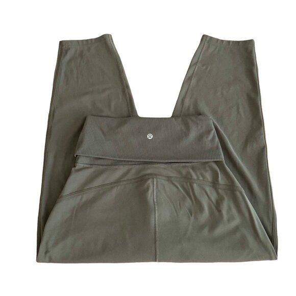 Lululemon Align Ribbed Waist Cropped‎ Pants 4 Olive Green Yoga Capri 22.5'' - Picture 1 of 8